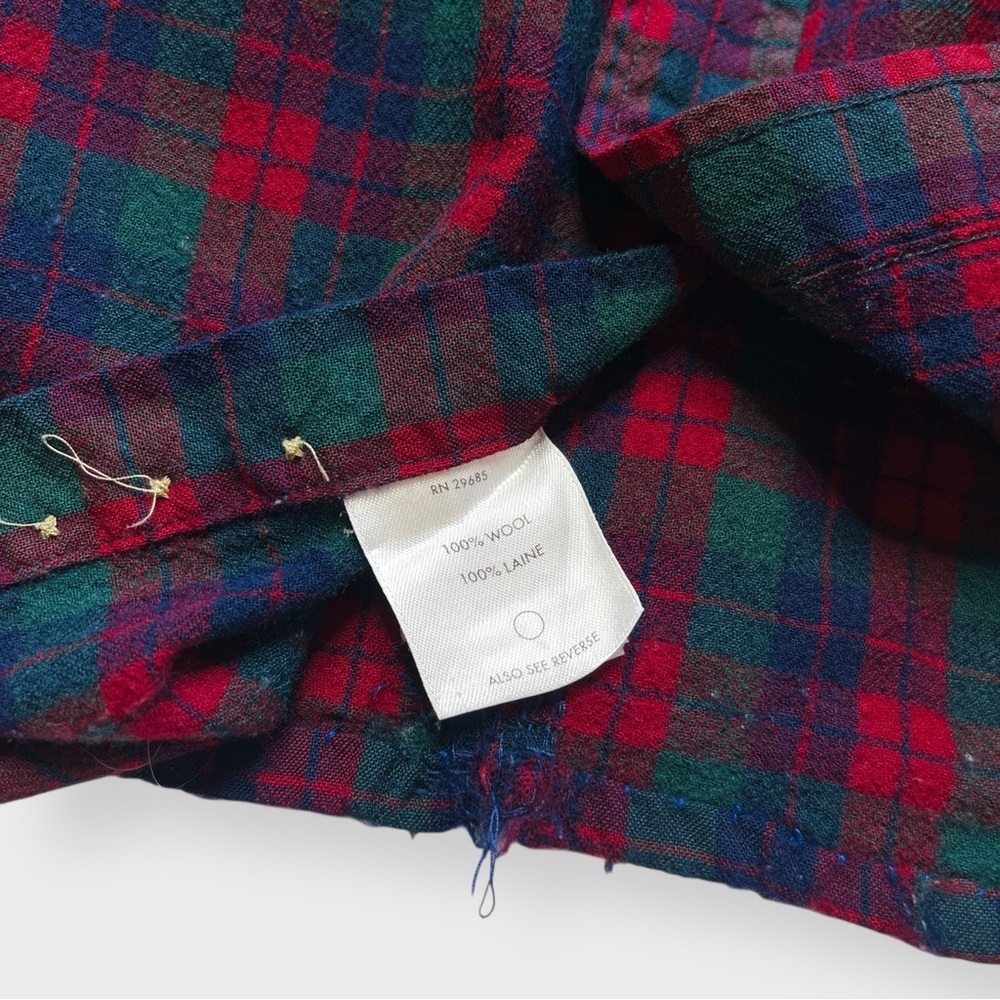 Vtg 90s Sir Pendleton Plaid 100% Wool Button Front Shirt, Tartan Virgin L M - Picture 8 of 8